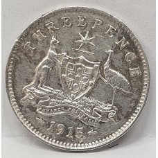 AUSTRALIA 1915 . THREEPENCE . 8 PEARLS . FULL CENTRE DIAMOND